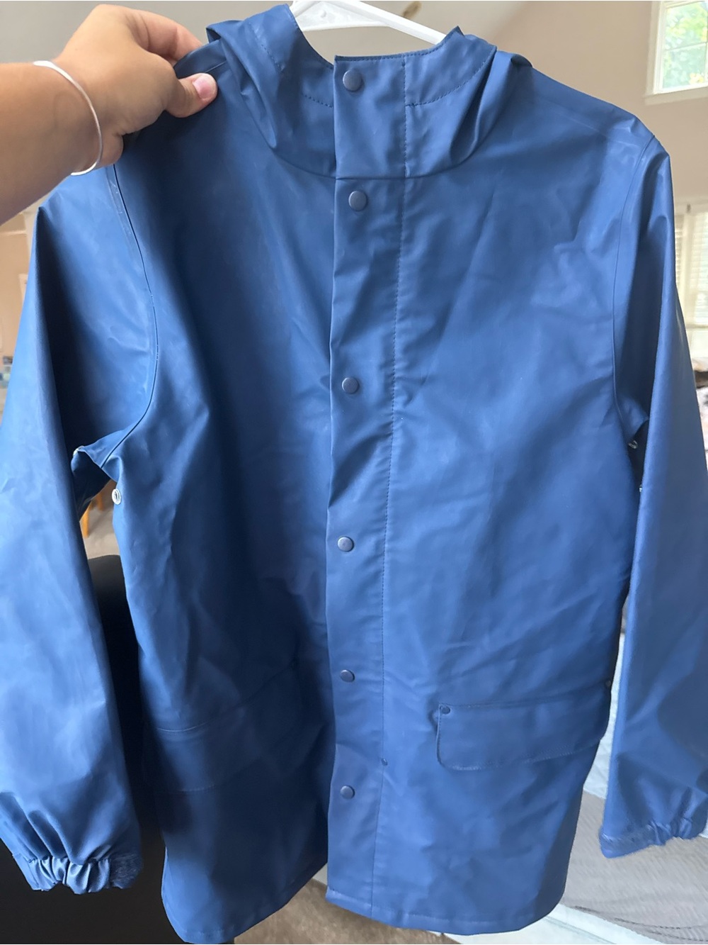 Lands' End Women’s Waterproof Blue Raincoat with Hood